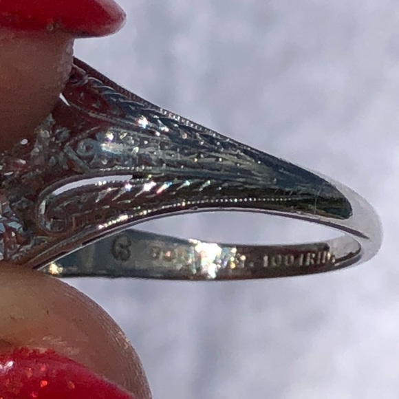 Antique Platinum Art Deco Diamond Ring - Picture 7 of 8
